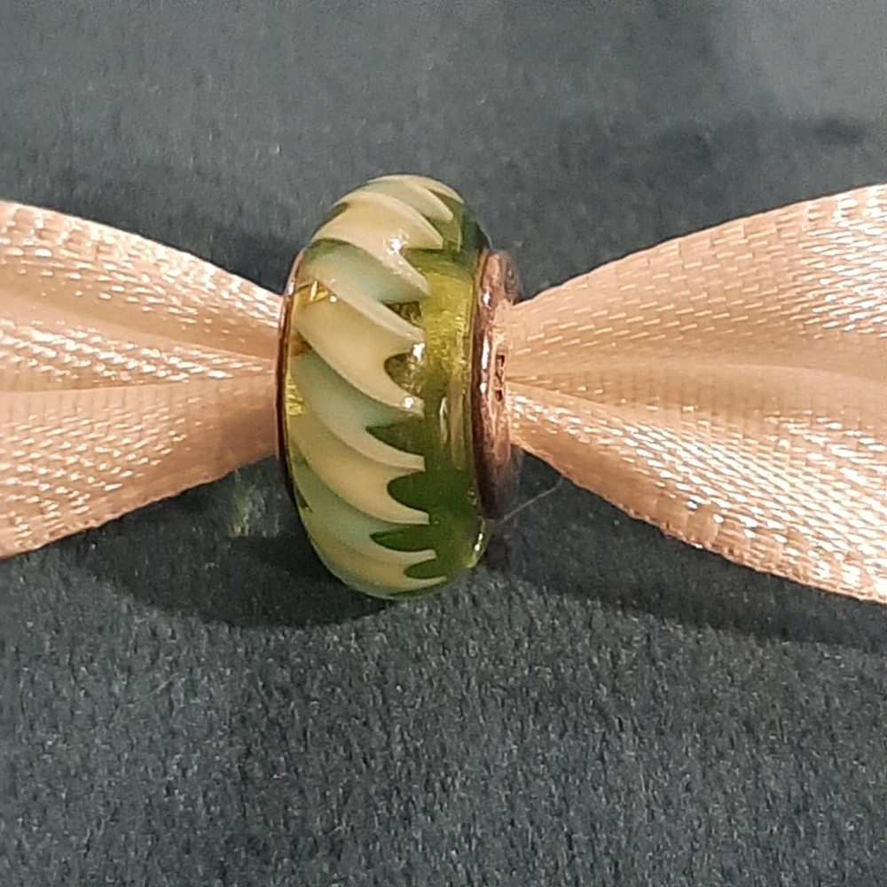 PANDORA retired MURANO GLASS Mint green & blue Swirls  Charm